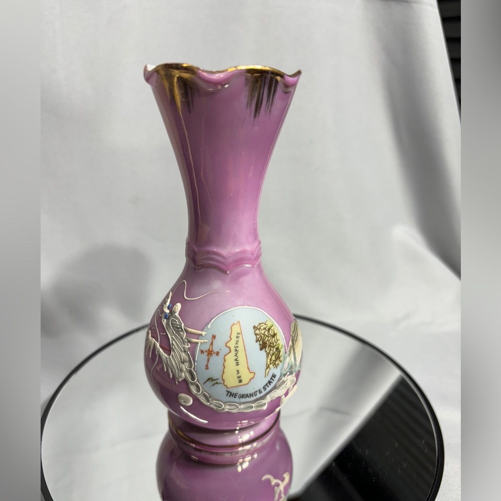 lavender pink dragonware Nippon Japan vase dragon N Hampshire souvenir Granite
